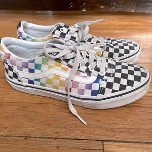 Vans missys rainbow checkered shoes